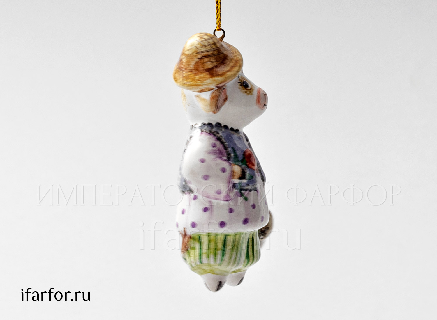 Елочная игрушка «Бычок с корзинкой» Форма: Бычок с корзинкой. Майолика. 48 x 75 мм.
