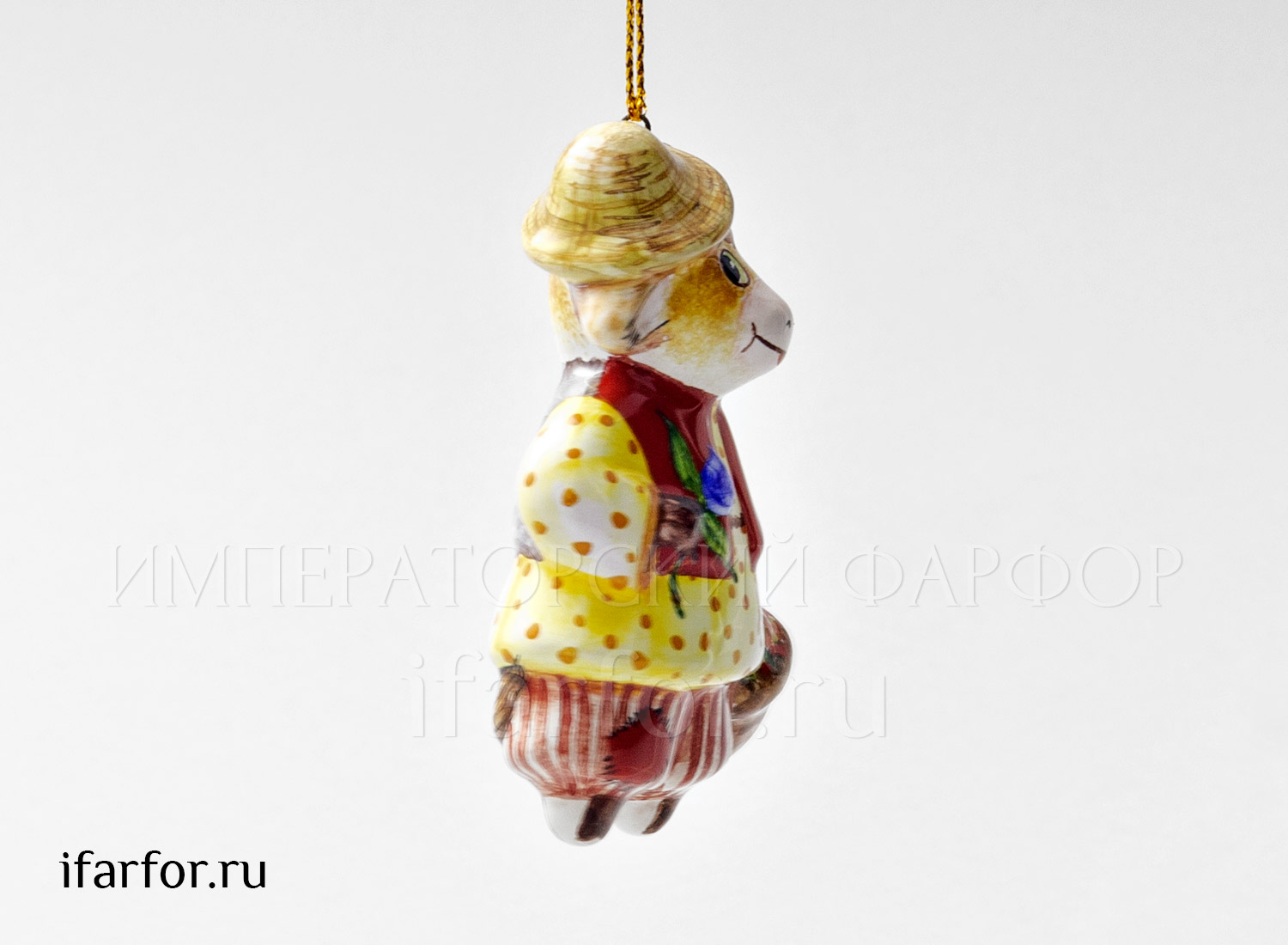Елочная игрушка «Бычок с корзинкой» Форма: Бычок с корзинкой. Майолика. 48 x 75 мм.