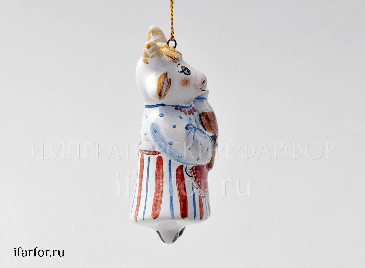 Елочная игрушка «Корова На здоровье» Форма: Корова На здоровье. Майолика. 40 x 80 мм.