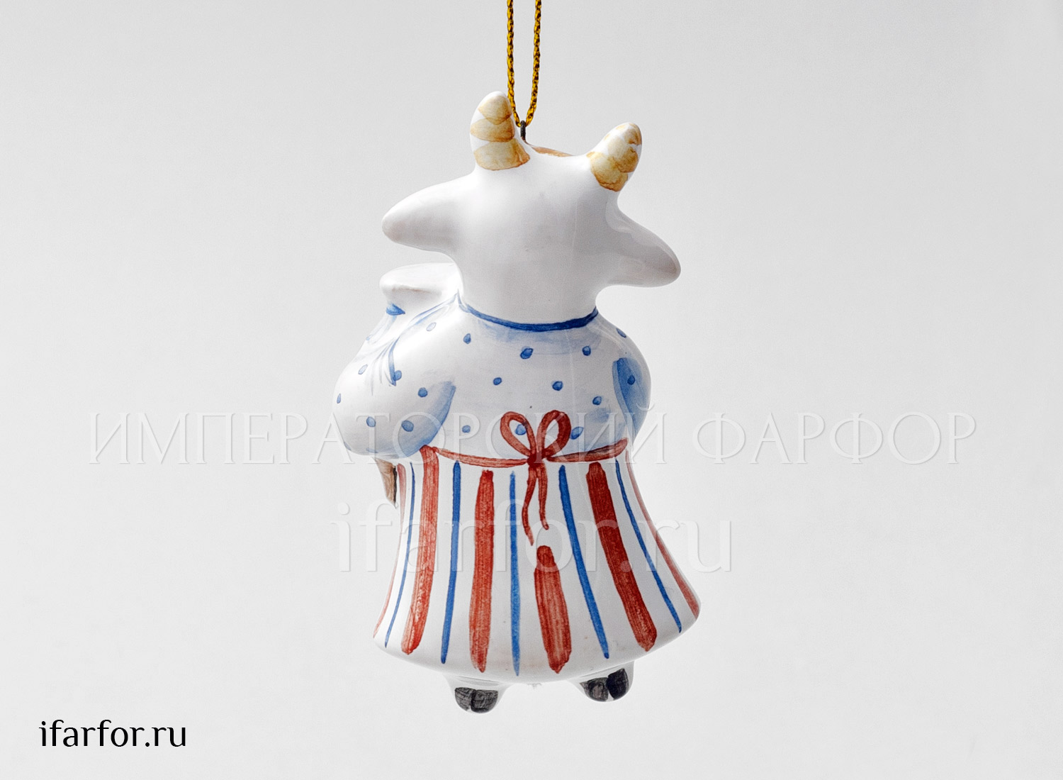 Елочная игрушка «Корова На здоровье» Форма: Корова На здоровье. Майолика. 40 x 80 мм.