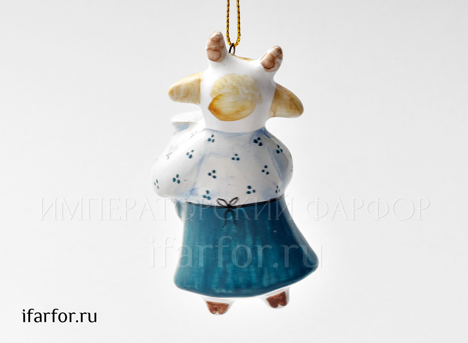 Елочная игрушка «Корова На здоровье» Форма: Корова На здоровье. Майолика. 40 x 80 мм.