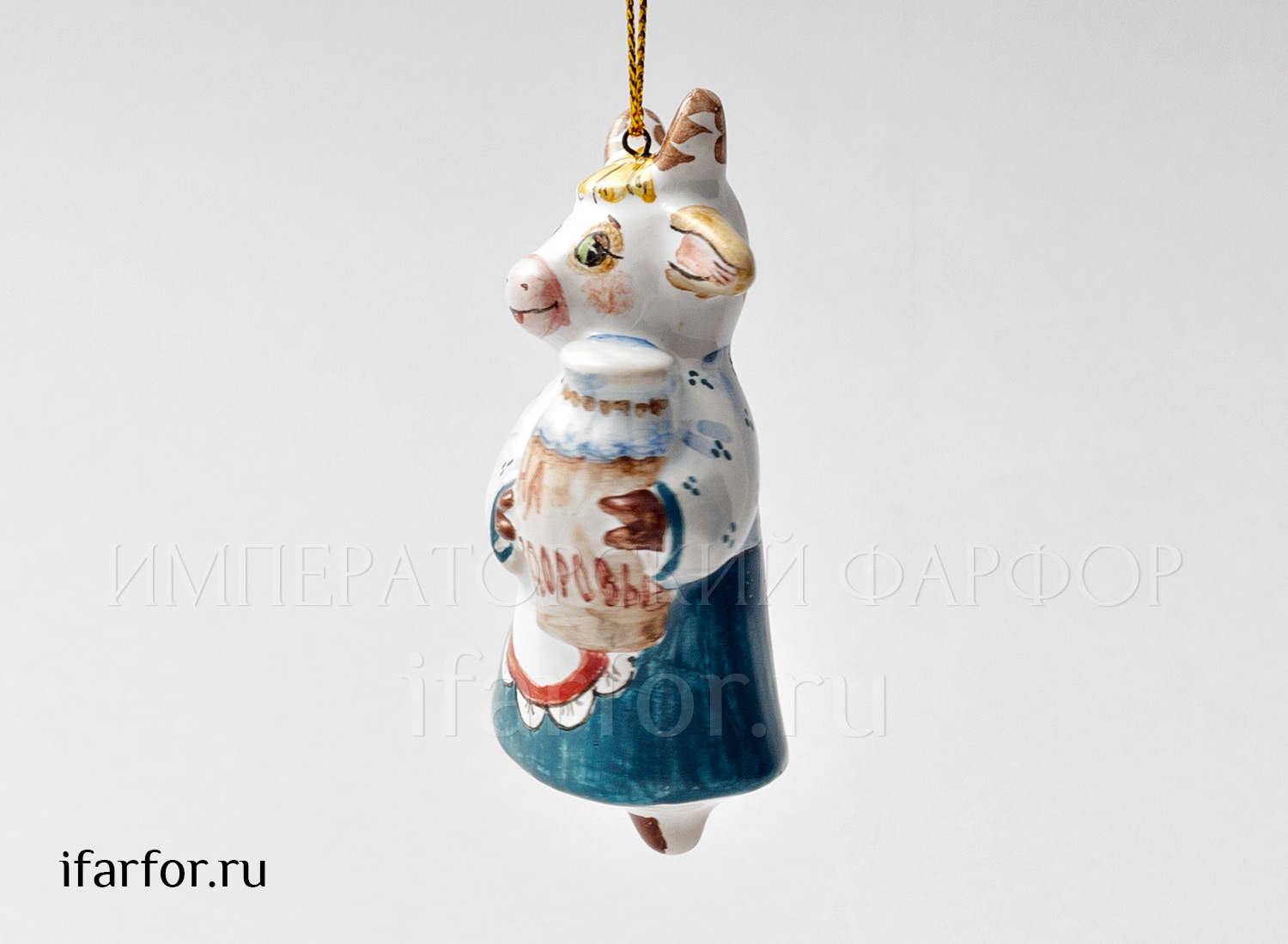 Елочная игрушка «Корова На здоровье» Форма: Корова На здоровье. Майолика. 40 x 80 мм.