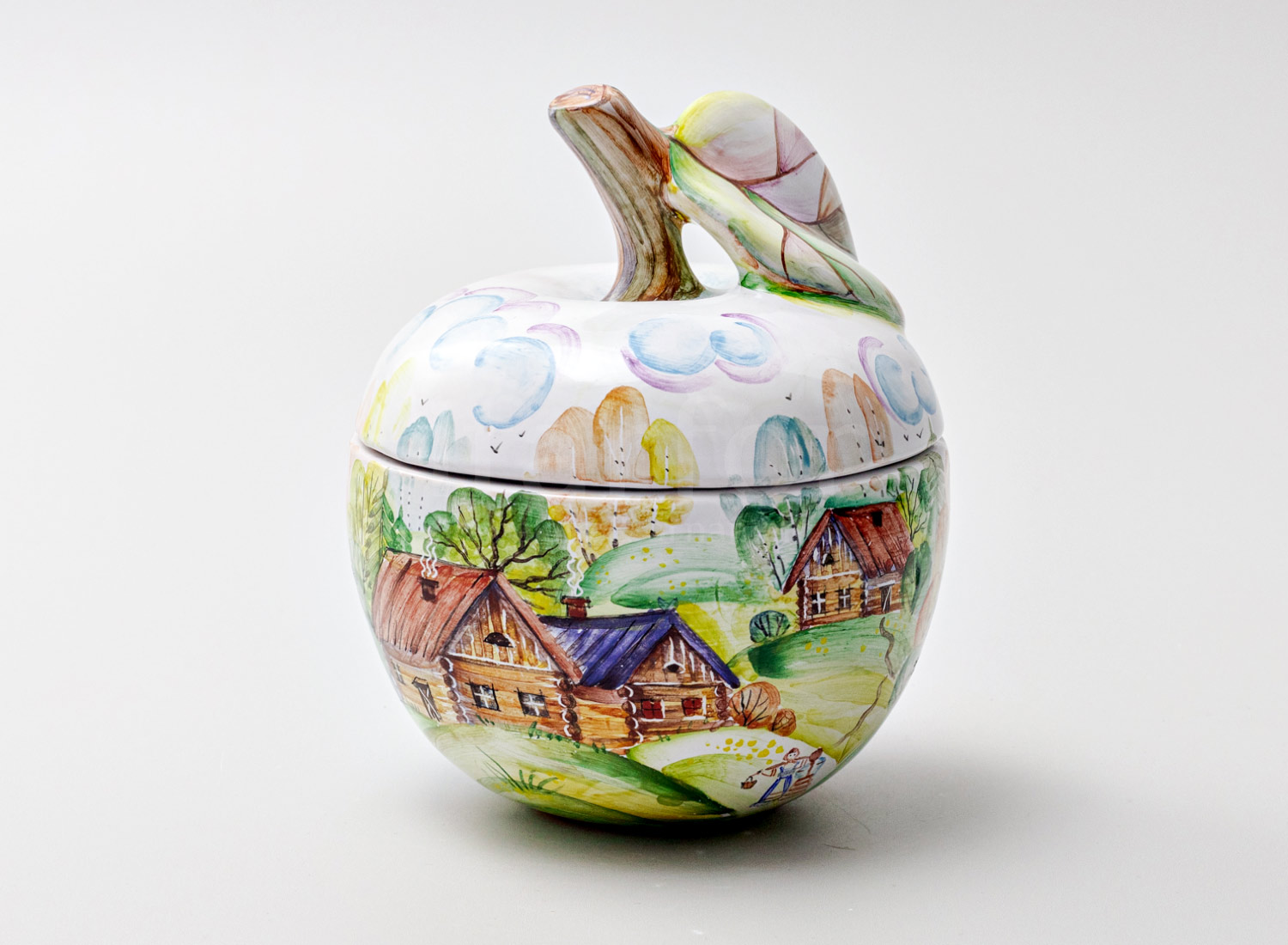 Шкатулка «Шкатулка-яблоко Осень» Майолика. 130 x 130 x 160 мм.