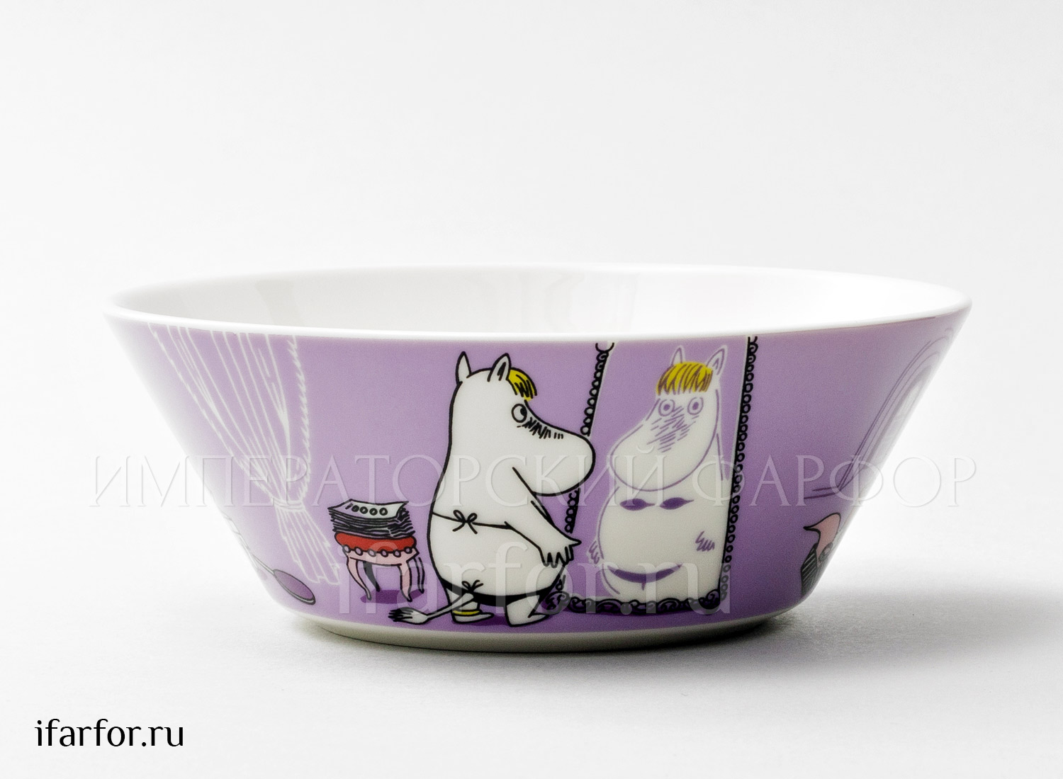 Пиала «Фрекен Снорк (сиреневая)» Форма: Arabia MOOMIN. Фарфор. 150 мм.