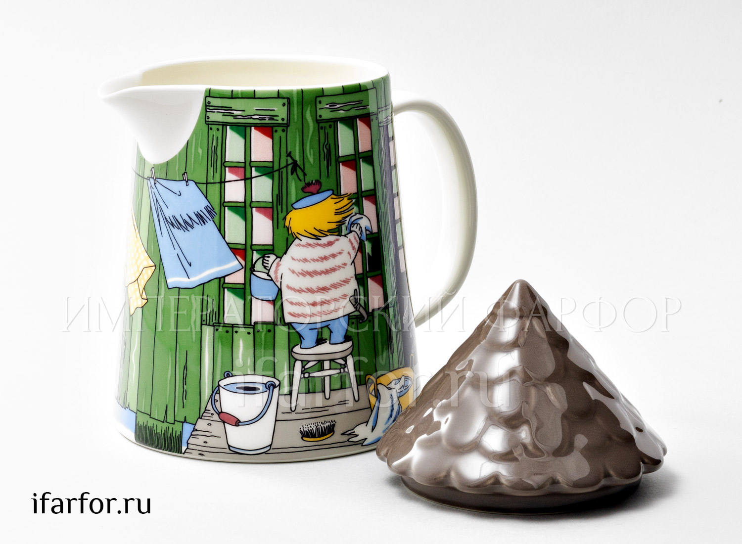 Кувшин с крышкой «Купальня» Форма: Arabia MOOMIN. Фарфор. 125 x 123 x 205 мм.