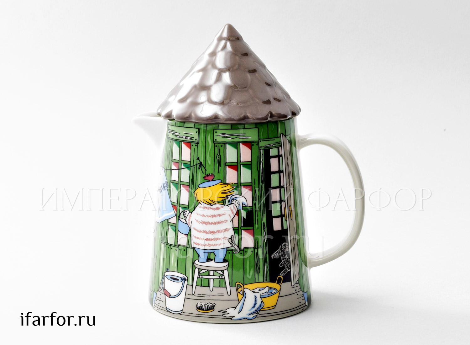 Кувшин с крышкой «Купальня» Форма: Arabia MOOMIN. Фарфор. 125 x 123 x 205 мм.