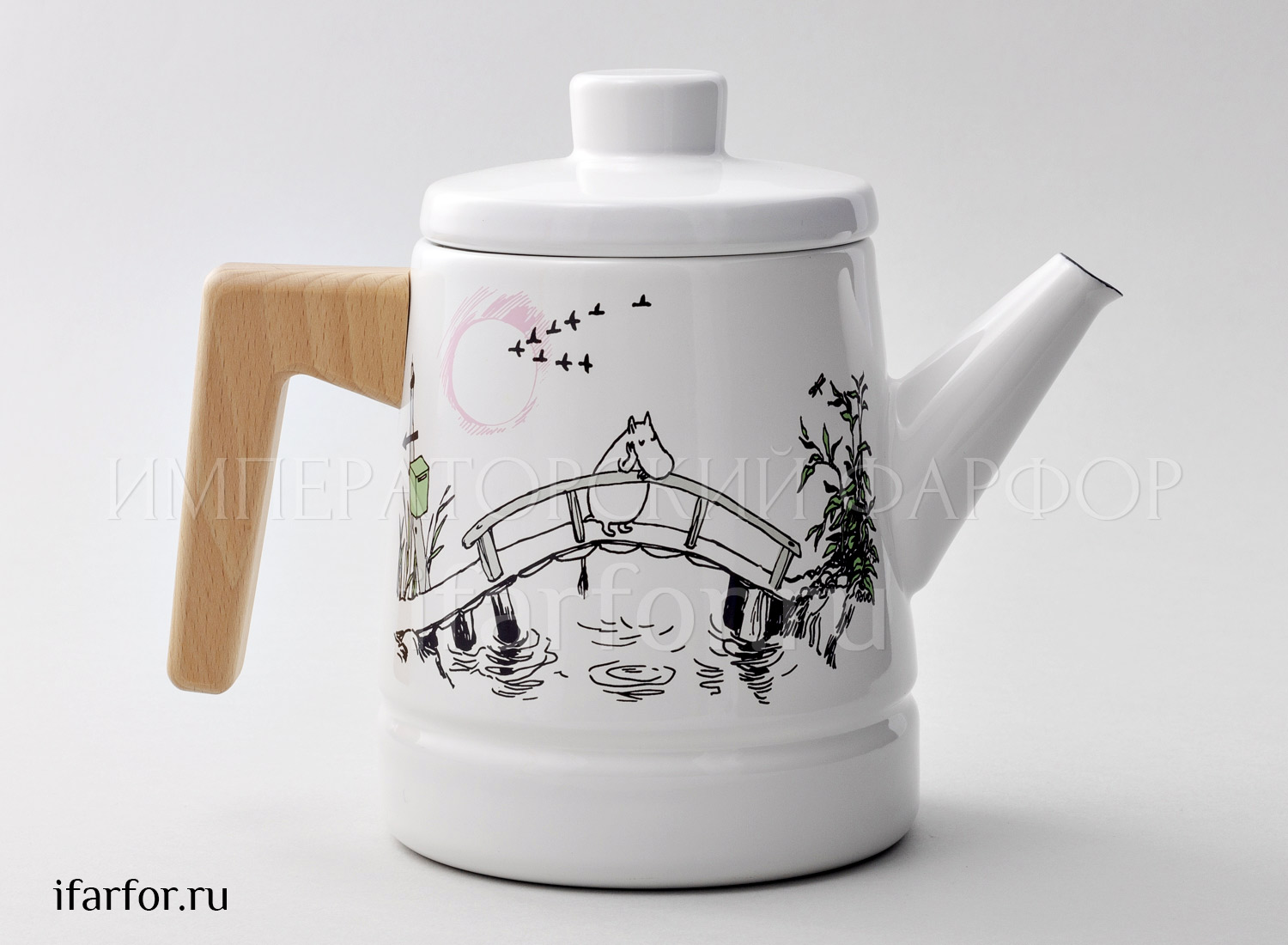 Кофейник «Скучаю по тебе» Металл  эмалированный. 1600 мл.