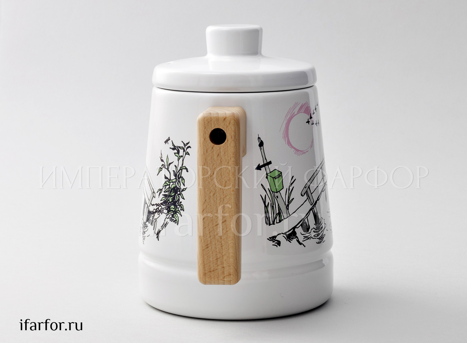 Кофейник «Скучаю по тебе» Металл  эмалированный. 1600 мл.