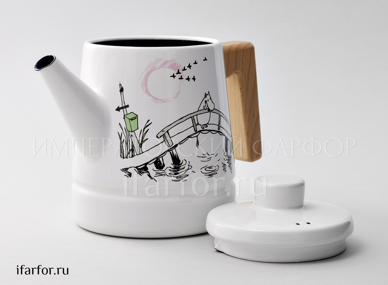 Кофейник «Скучаю по тебе» Металл  эмалированный. 1600 мл.