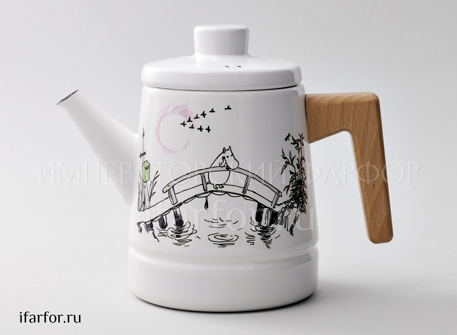 Кофейник «Скучаю по тебе» Металл  эмалированный. 1600 мл.