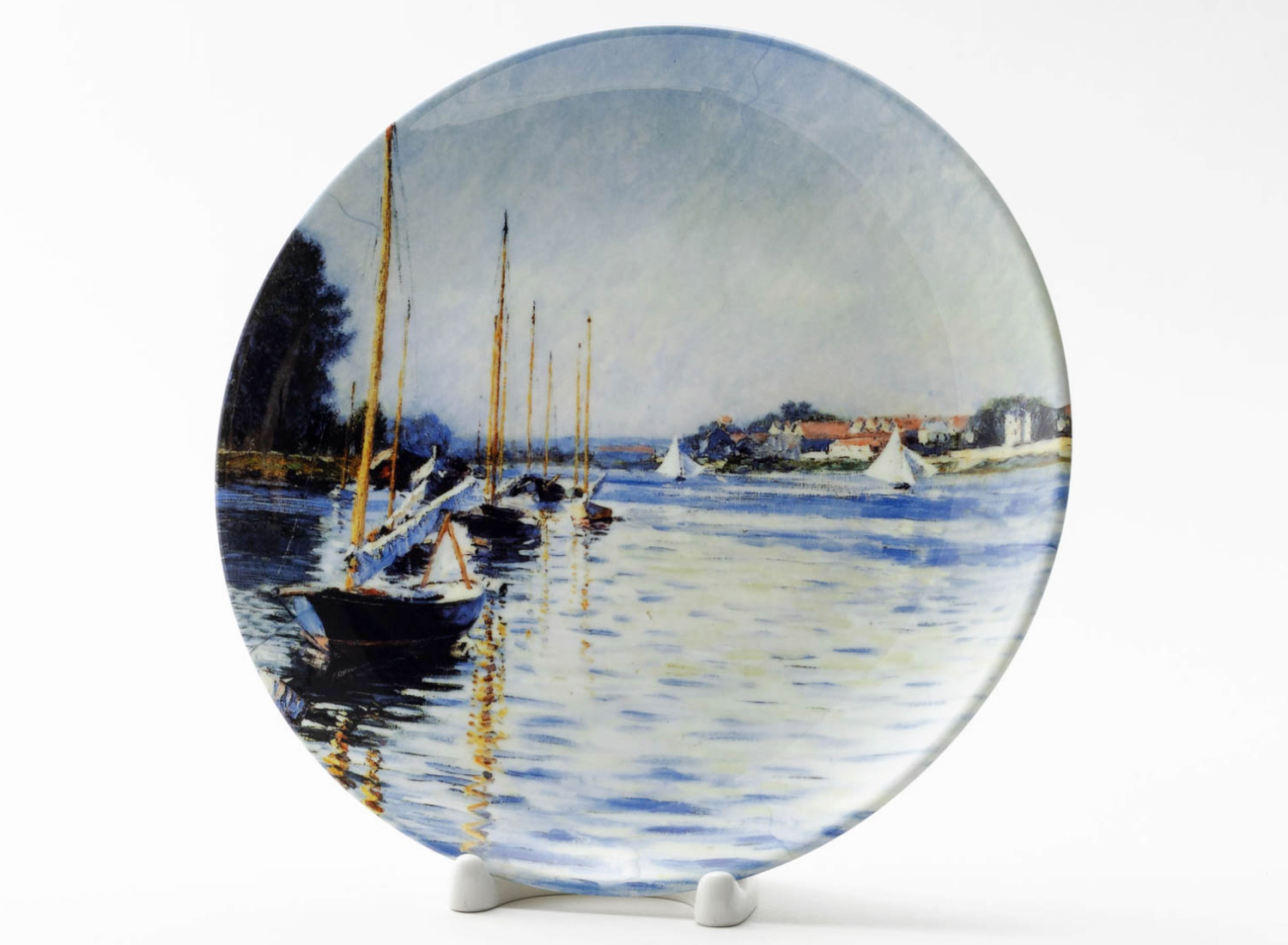 Декоративная тарелка «Лодки на Сене» Фарфор. 200 мм.