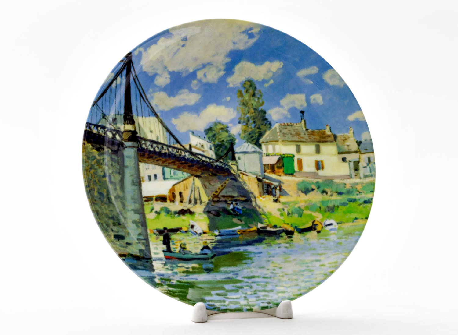 Декоративная тарелка «Bridge at Villeneuve-la-Garenne» Фарфор. 200 мм.