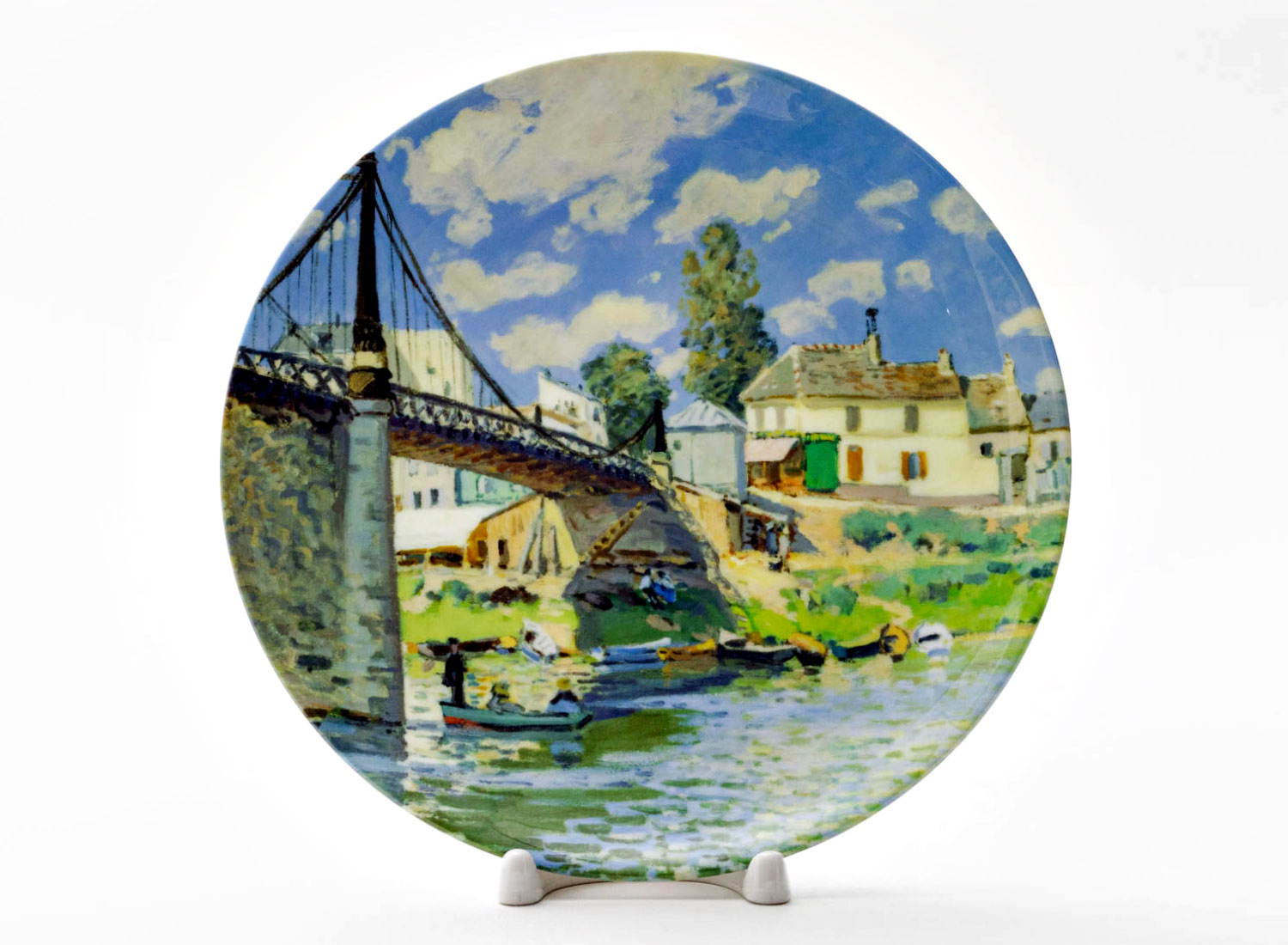 Декоративная тарелка «Bridge at Villeneuve-la-Garenne» Фарфор. 200 мм.