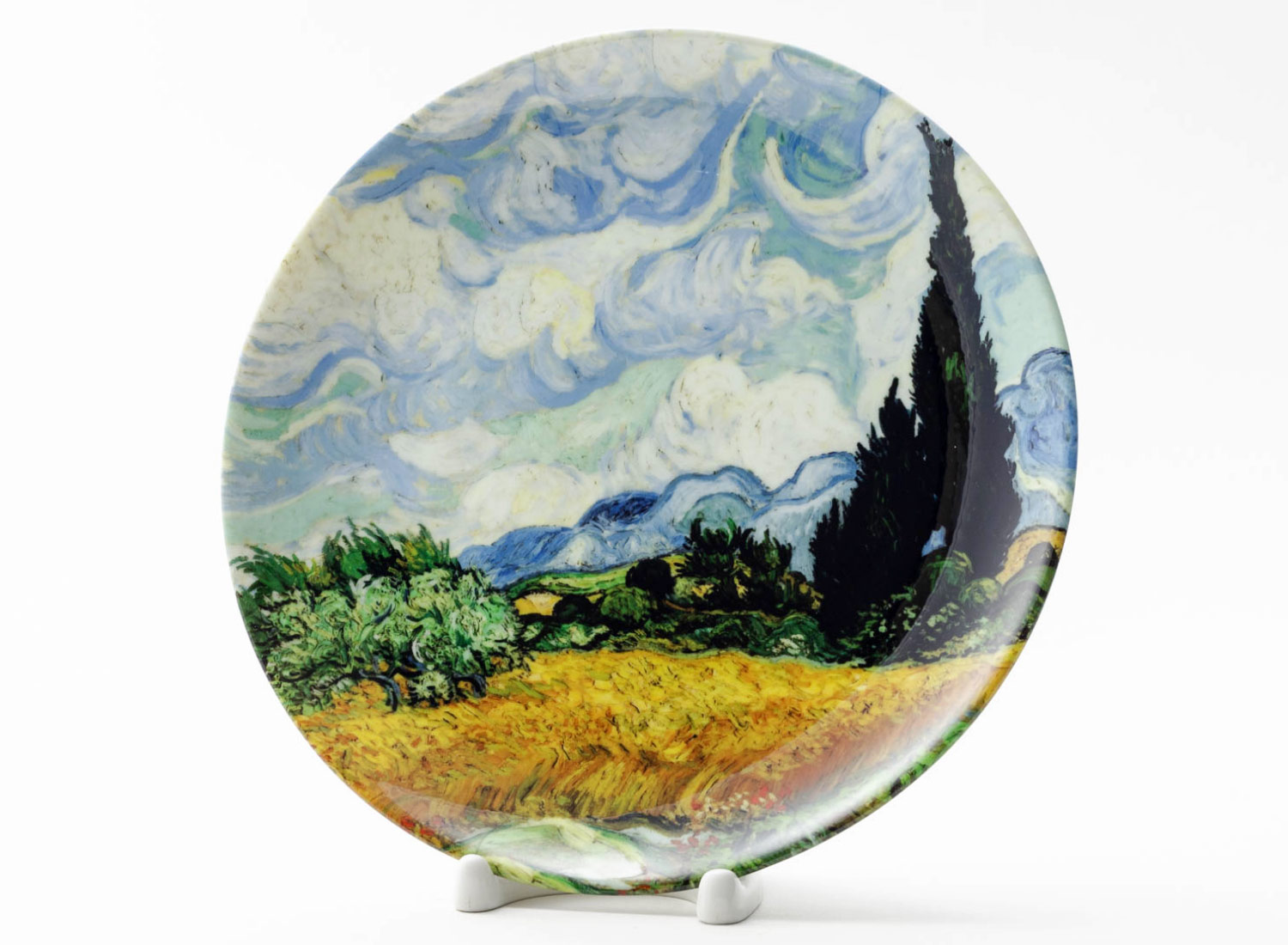 Декоративная тарелка «Пшеничное поле с кипарисом»