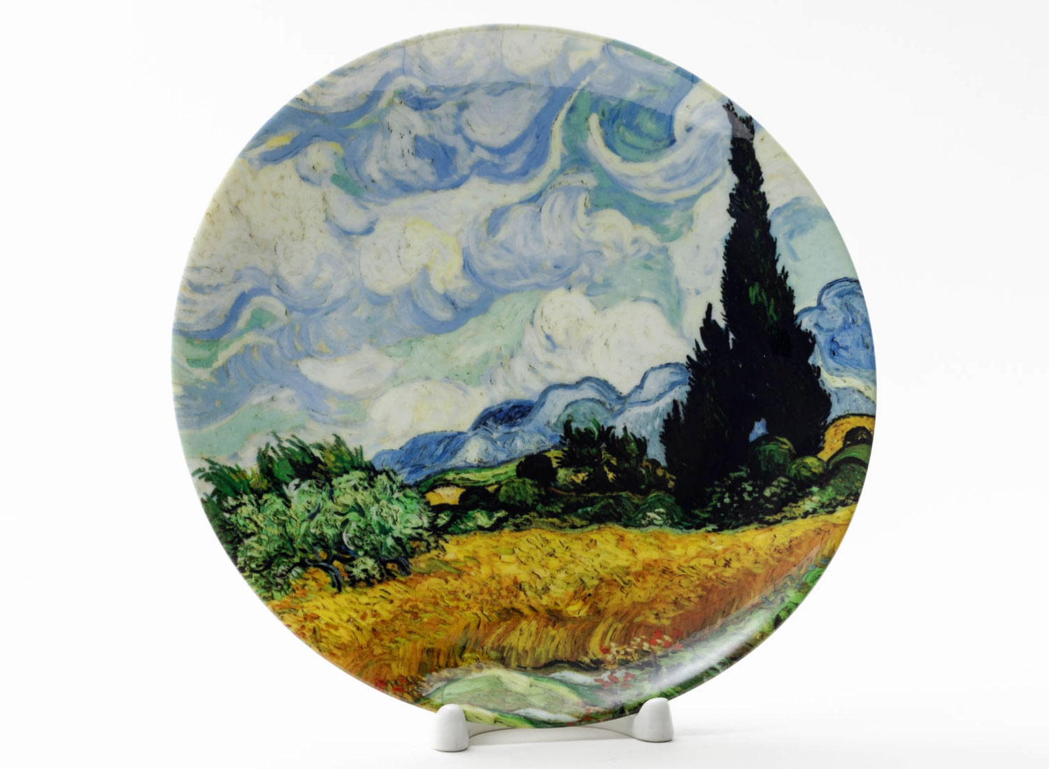 Декоративная тарелка «Пшеничное поле с кипарисом»