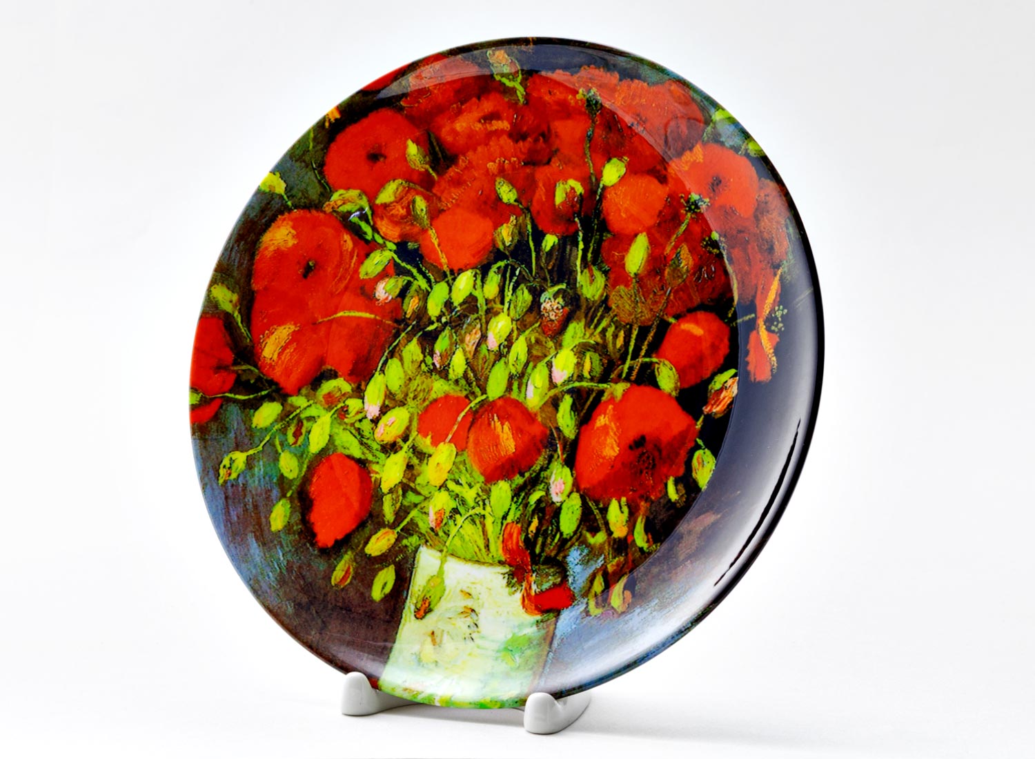 Декоративная тарелка «Ваза с красными маками»