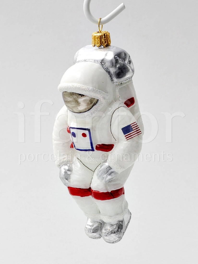 Елочная игрушка «Космонавт Major Tom» Стекло. 65 x 140 мм.
