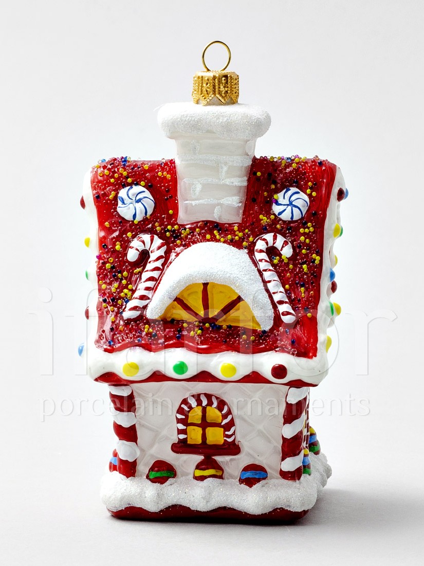 Елочная игрушка «Пряничный домик» Стекло. 85 x 125 мм.