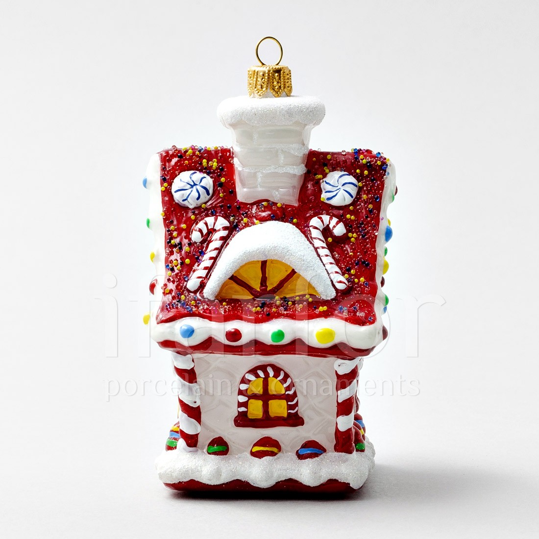 Елочная игрушка «Пряничный домик» Стекло. 85 x 125 мм.