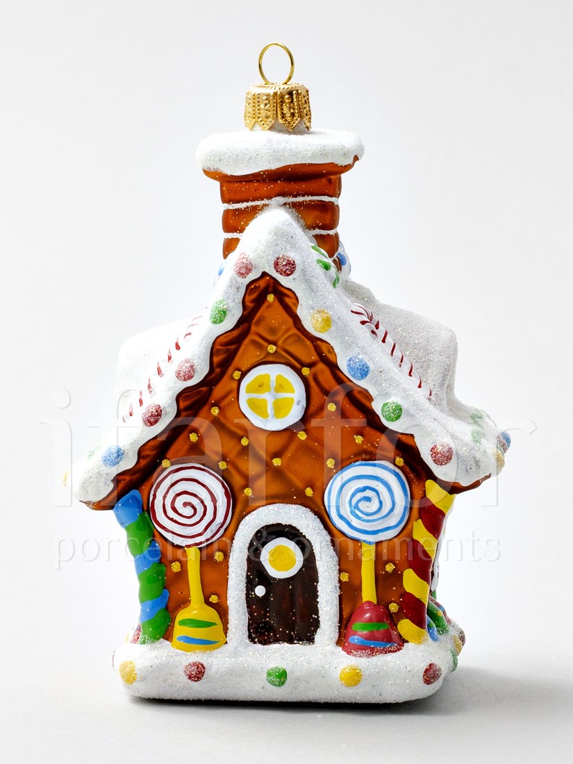 Елочная игрушка «Пряничный домик» Стекло. 85 x 130 мм.