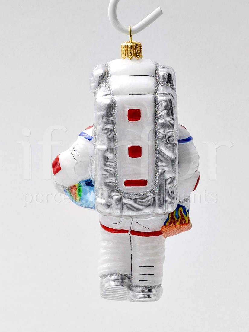 Елочная игрушка «Космонавт Major Tom» Стекло. 70 x 140 мм.