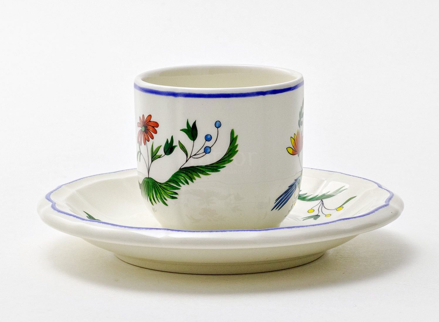 Чашка с блюдцем кофейная «OISEAUX PARADIS» 1/2 Форма: GIEN Рошель. Фаянс. 85 мл.