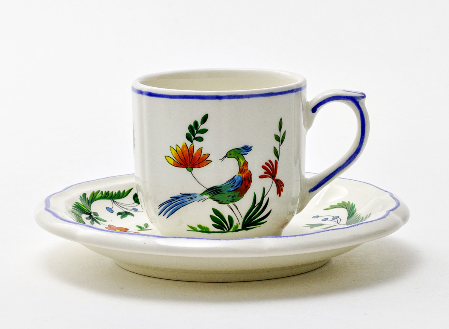 Чашка с блюдцем кофейная «OISEAUX PARADIS» 1/2 Форма: GIEN Рошель. Фаянс. 85 мл.