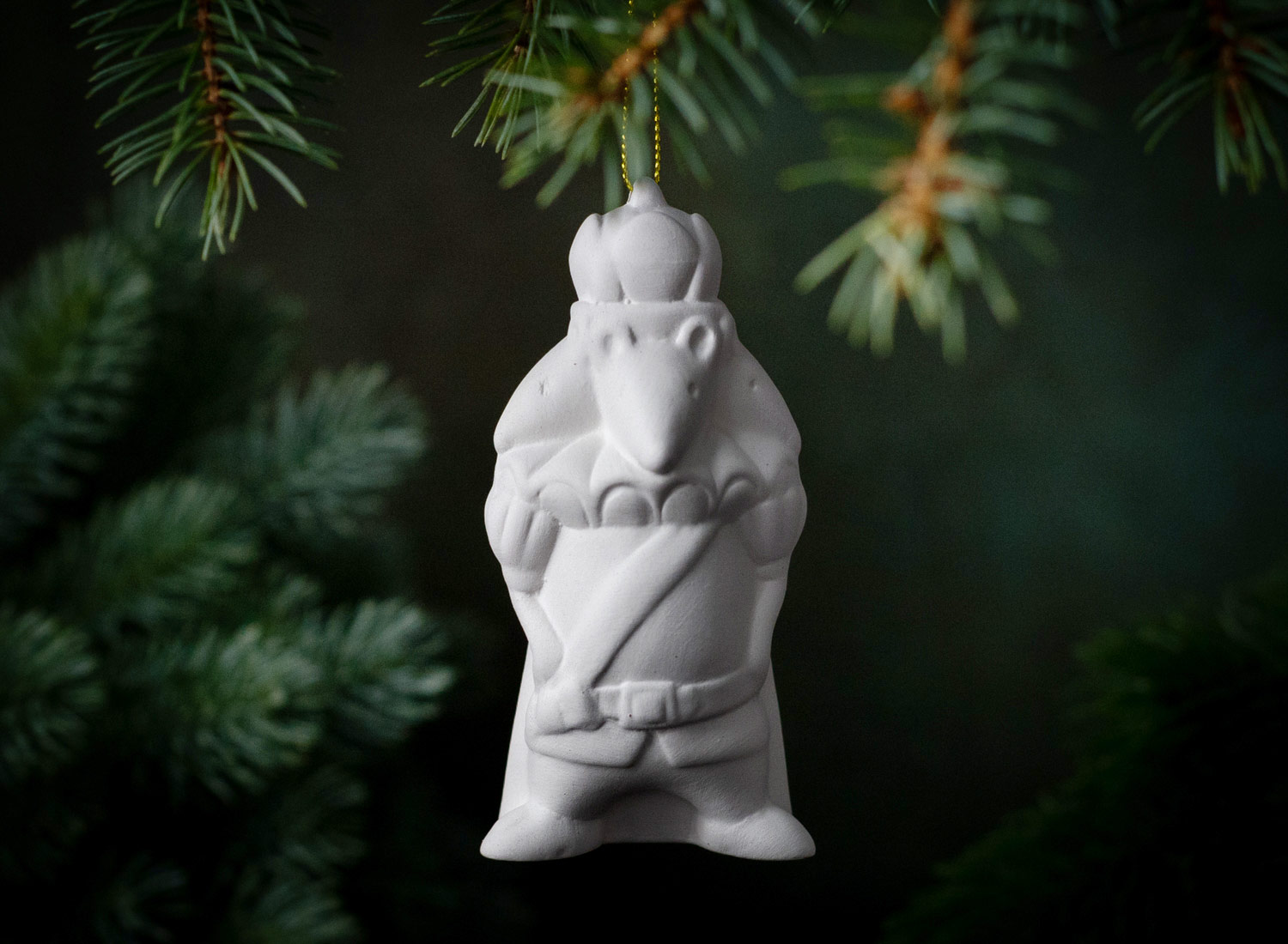 Елочная игрушка «Мышиный король» Форма: Мышиный король. Бисквитный фарфор. 110 мм.