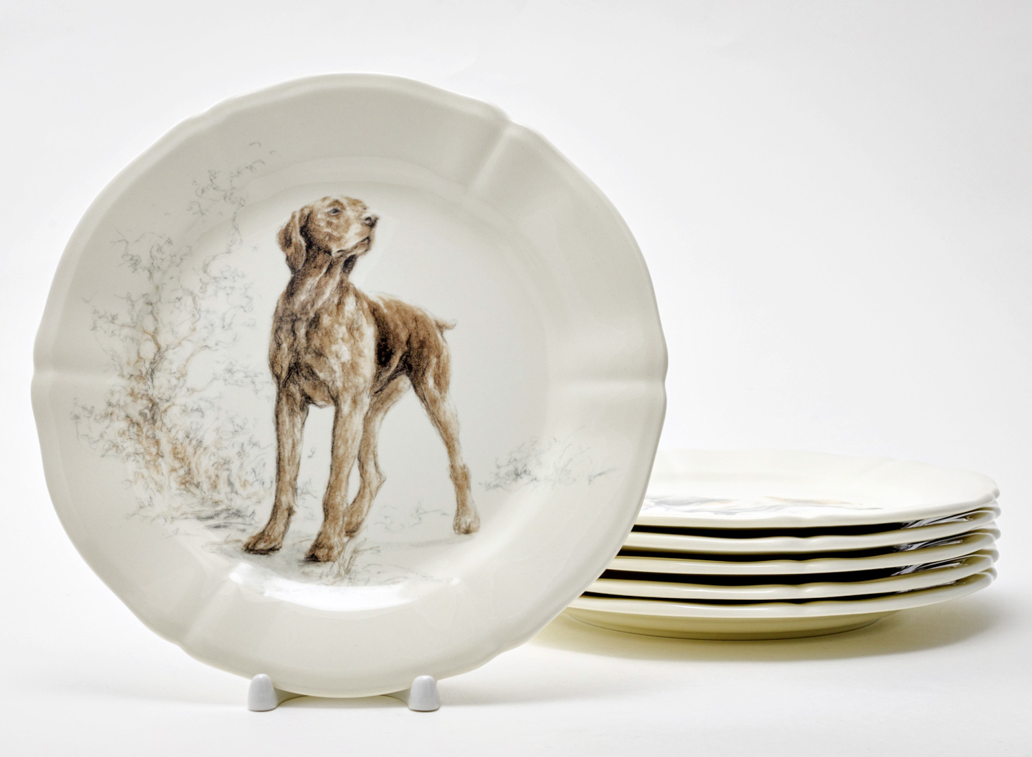 Набор тарелок десертный «DOGS SOLOGNE» Форма: GIEN Рошель. Фаянс. 232 мм.