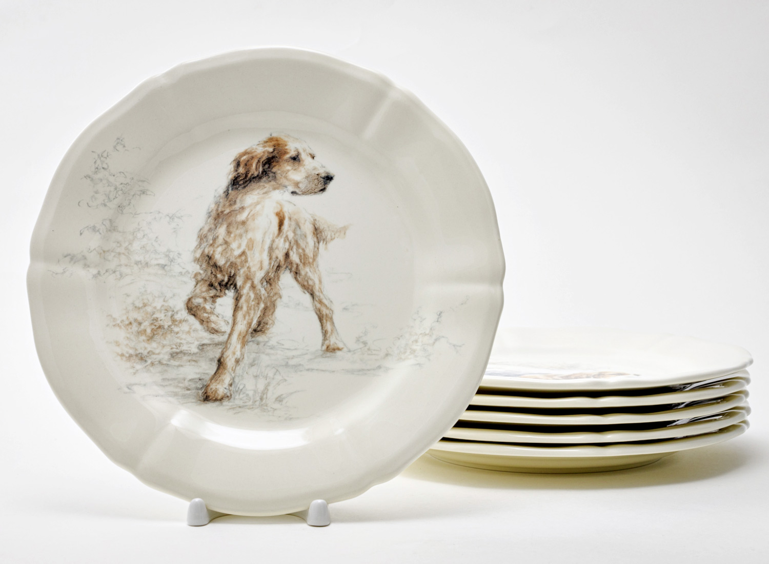 Набор тарелок десертный «DOGS SOLOGNE» Форма: GIEN Рошель. Фаянс. 232 мм.