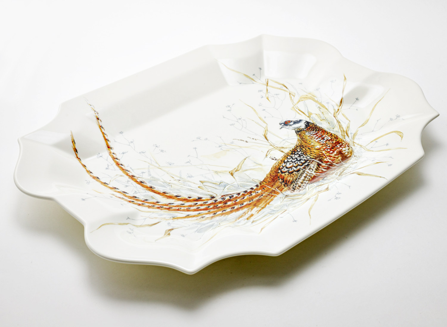 Блюдо прямоугольное «PHEASANT SOLOGNE» Форма: GIEN Рошель. Фаянс. 450 мм.