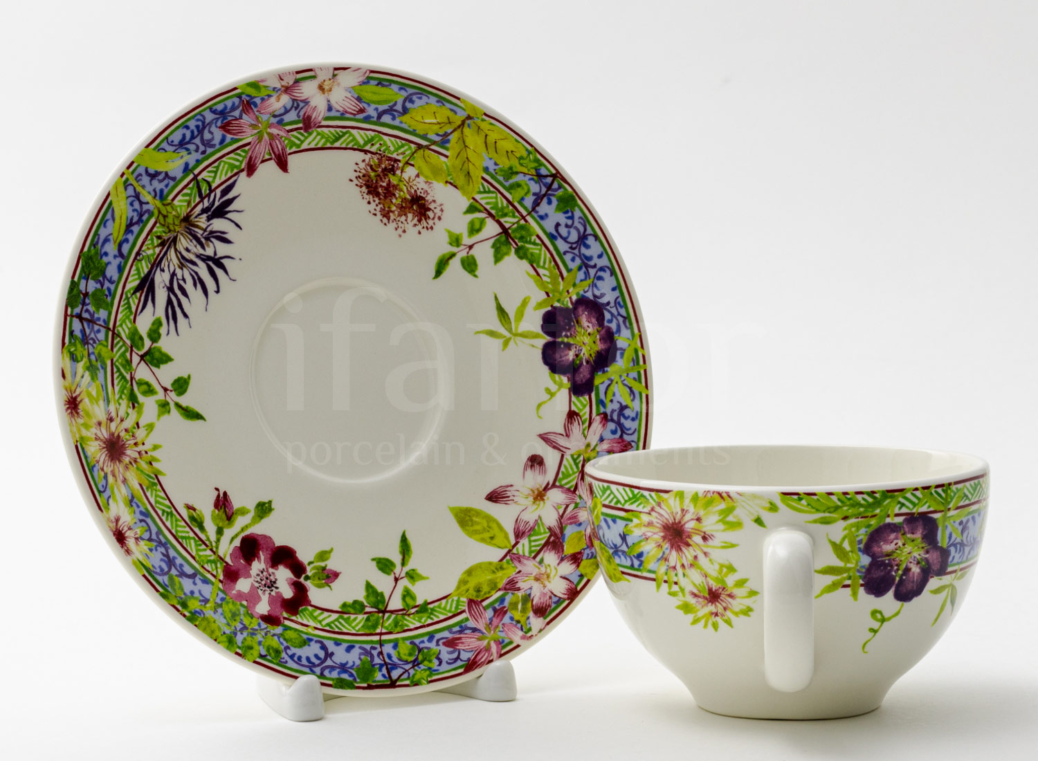 Чашка с блюдцем чайная «MILLEFLEURS» 1/2 Форма: GIEN Шампань. Фаянс. 260 мл.