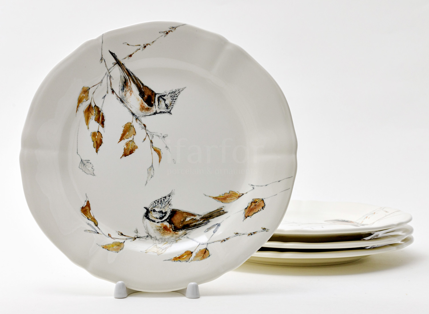 Набор тарелок десертный «LES OISEAUX DE LA FORET» Форма: GIEN Рошель. Фаянс. 232 мм.