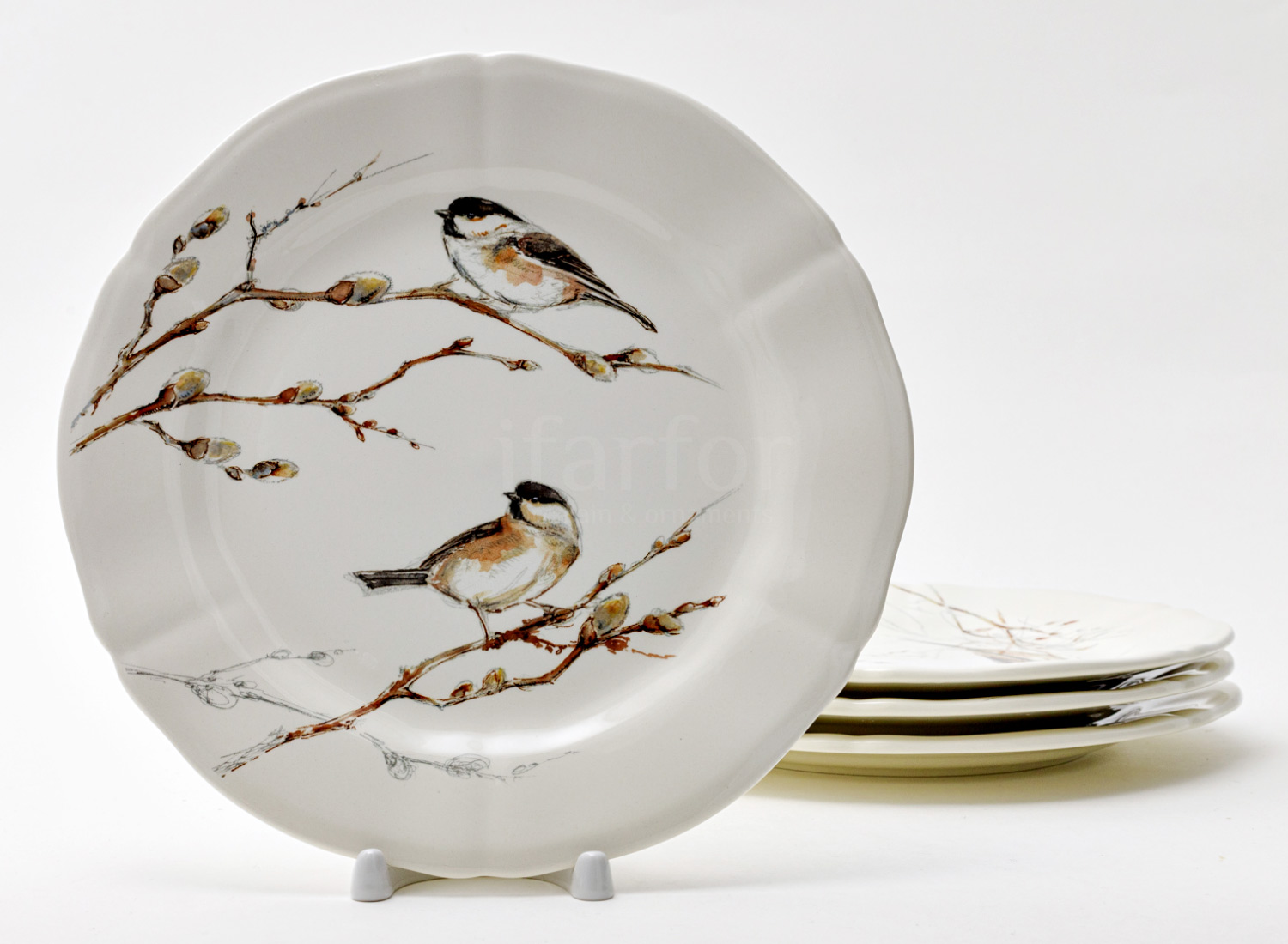 Набор тарелок десертный «LES OISEAUX DE LA FORET» Форма: GIEN Рошель. Фаянс. 232 мм.
