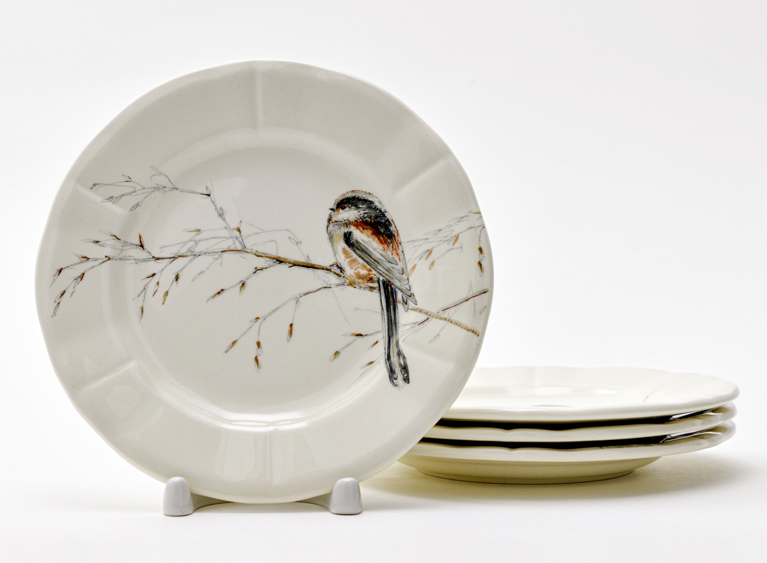 Набор тарелок десертный «LES OISEAUX DE LA FORET» Форма: GIEN Рошель. Фаянс. 163 мм.