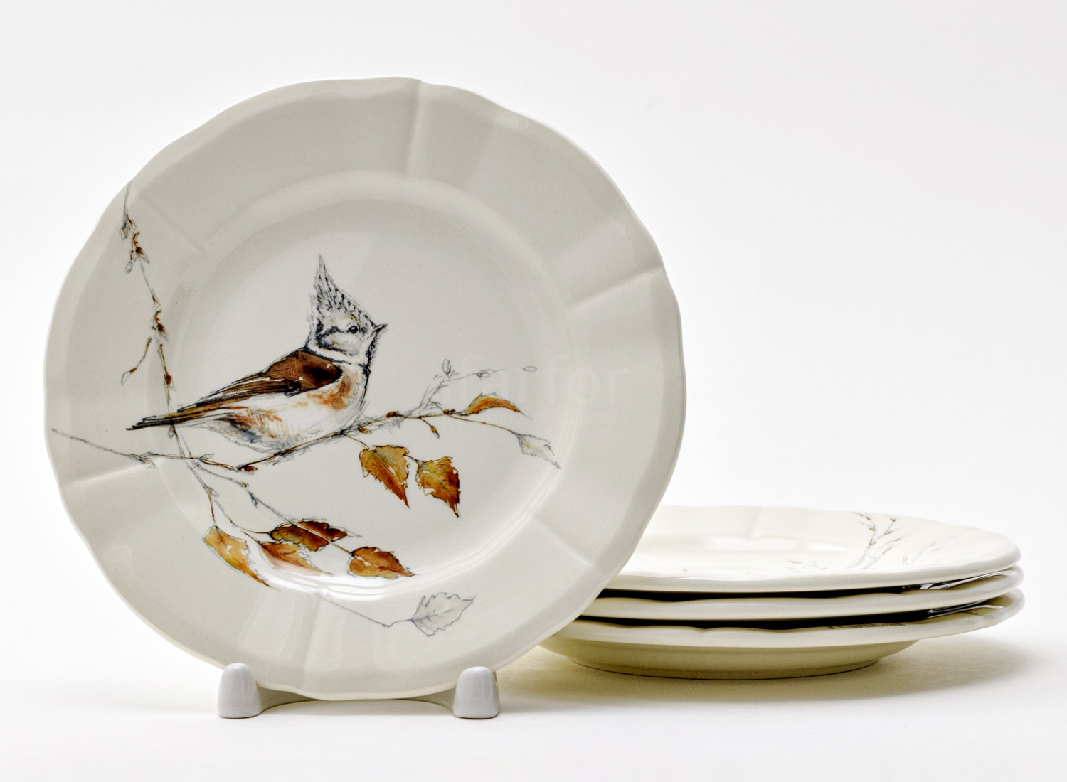 Набор тарелок десертный «LES OISEAUX DE LA FORET» Форма: GIEN Рошель. Фаянс. 163 мм.