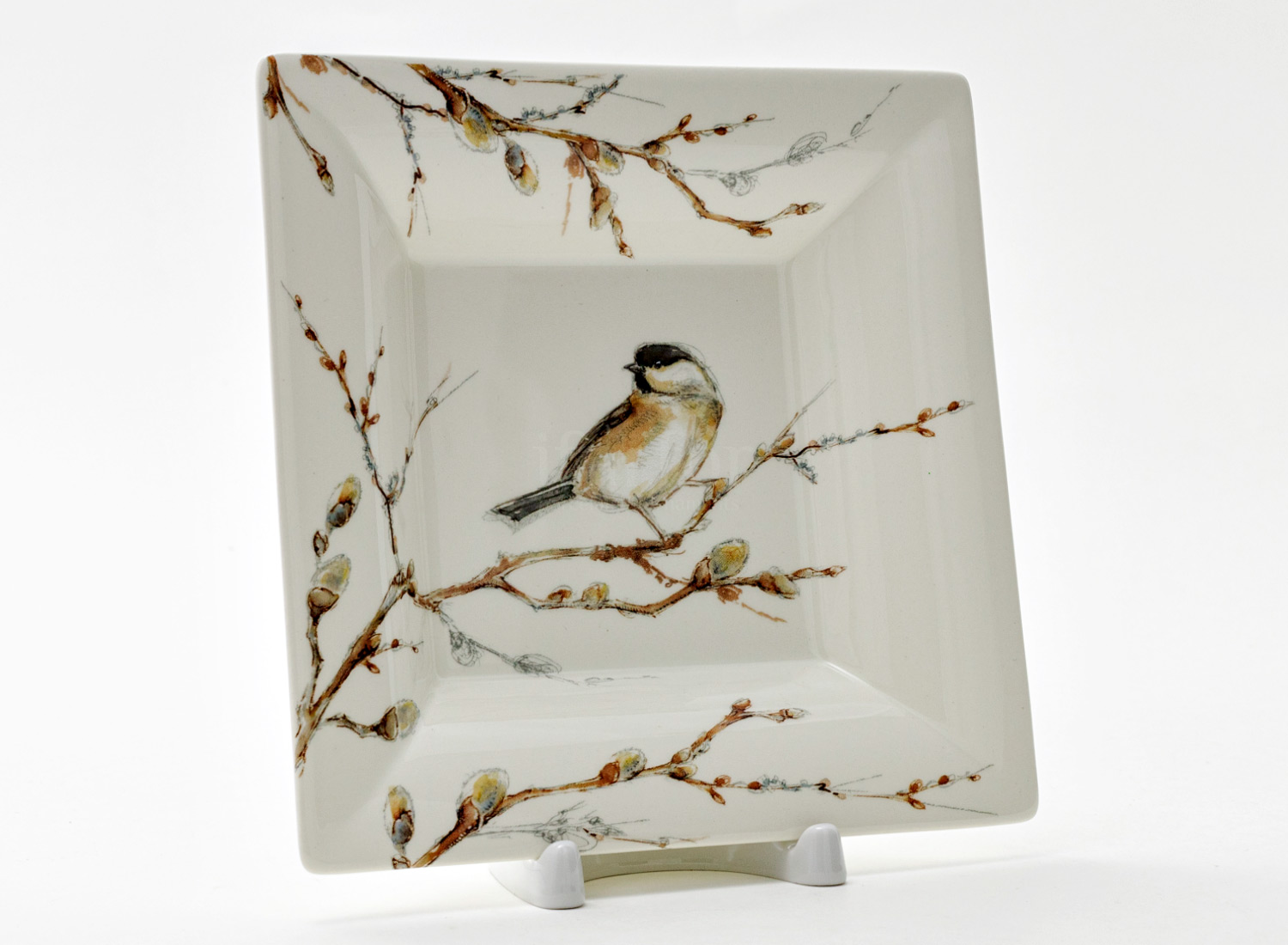 Лоток для конфет «LES OISEAUX DE LA FORET» Форма: GIEN Рошель. Фаянс. 170 x 170 мм.