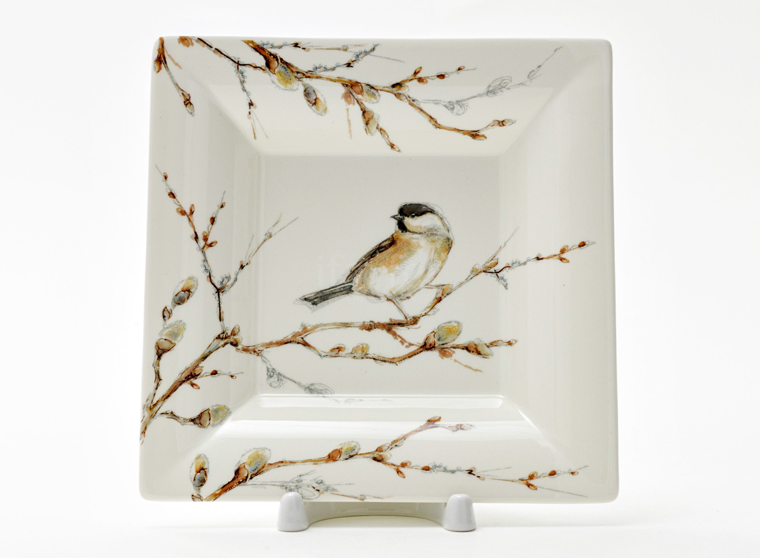 Лоток для конфет «LES OISEAUX DE LA FORET» Форма: GIEN Рошель. Фаянс. 170 x 170 мм.