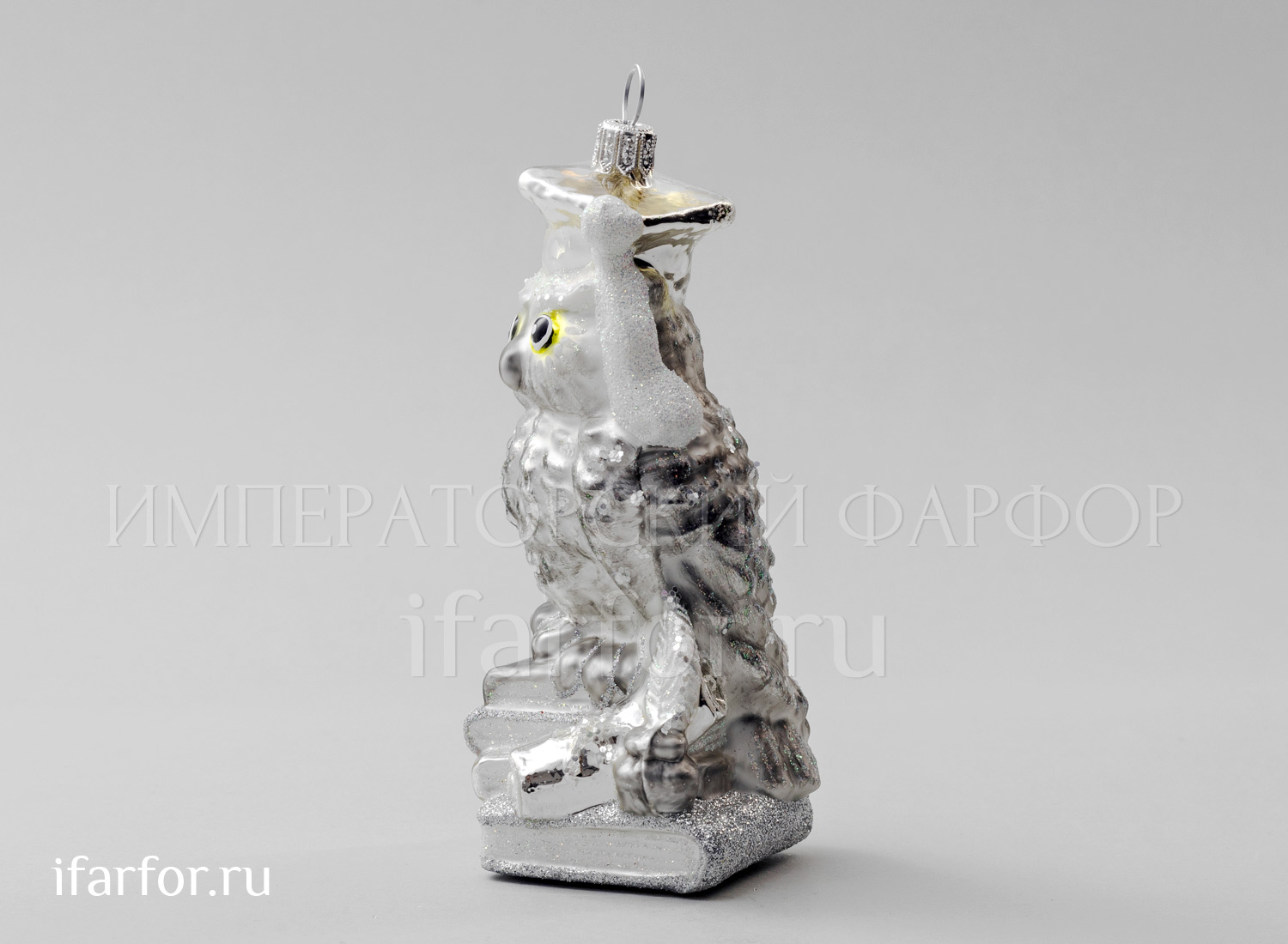 Елочная игрушка «Сова» Стекло. 140 мм.