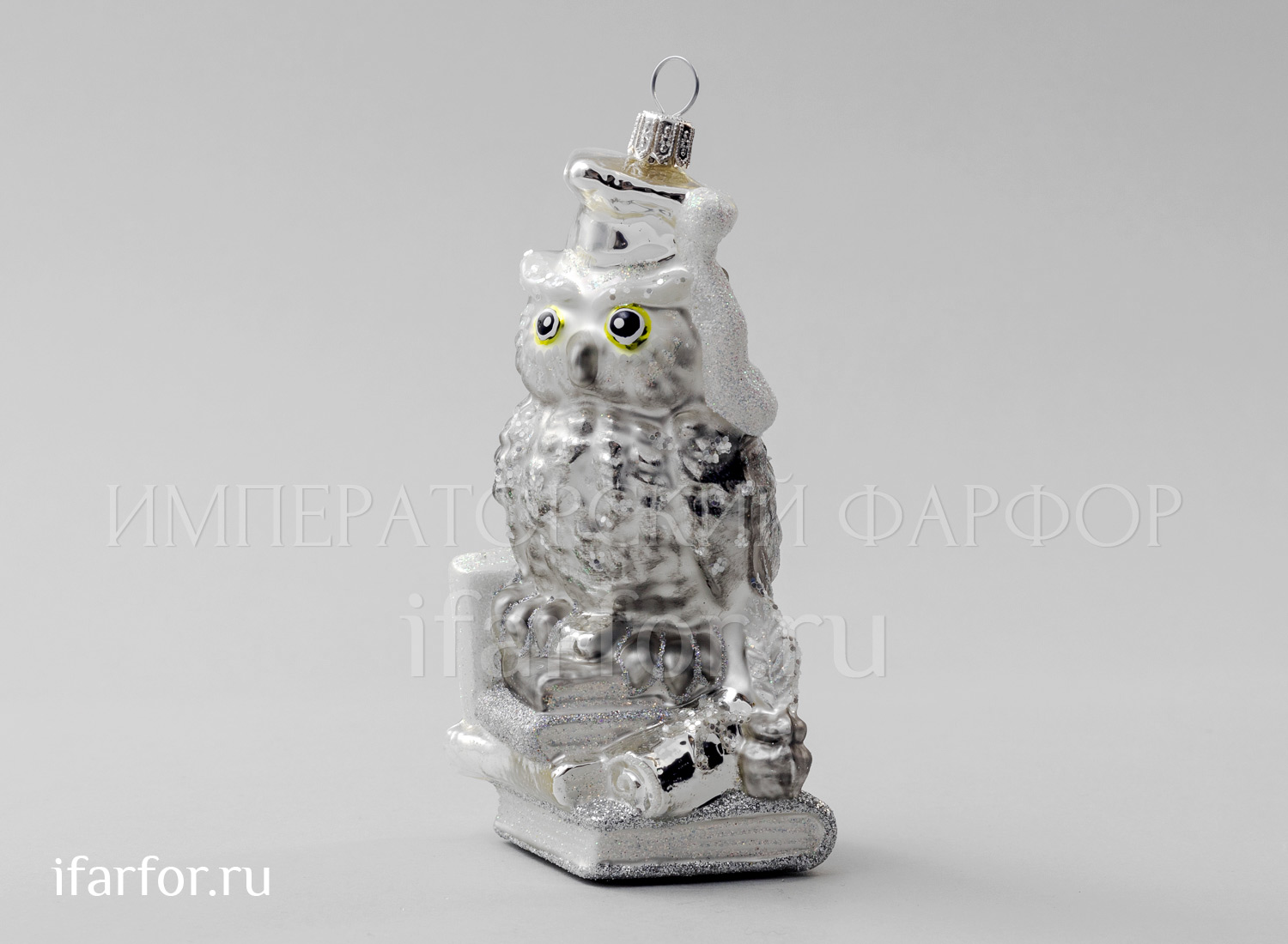 Елочная игрушка «Сова» Стекло. 140 мм.