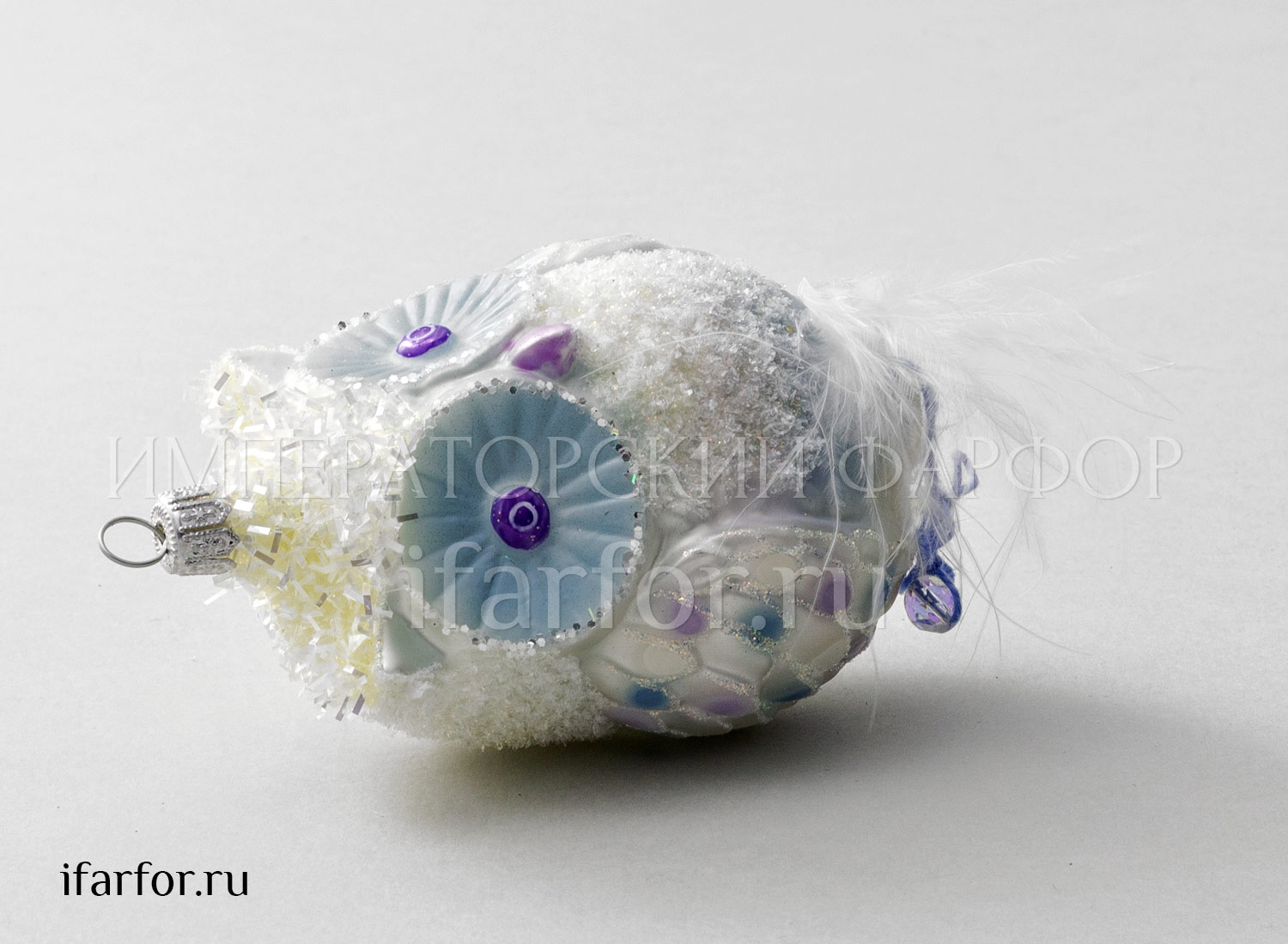 Елочная игрушка «Сова» Стекло. 75 x 130 мм.
