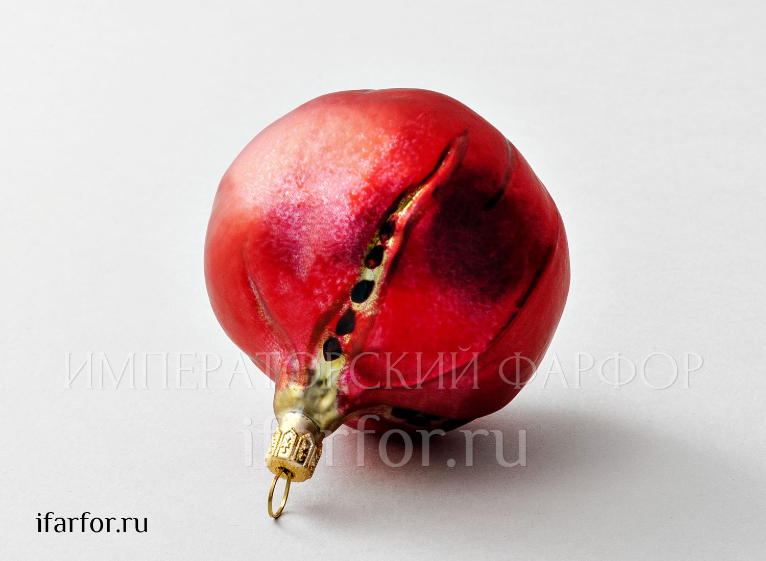 Елочная игрушка «Ягоды и фрукты. Гранат» Стекло. 70 x 105 мм.