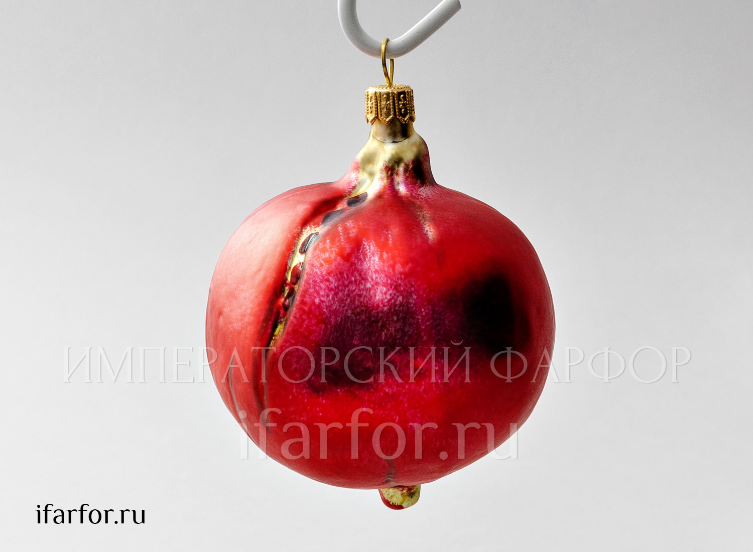 Елочная игрушка «Ягоды и фрукты. Гранат» Стекло. 70 x 105 мм.