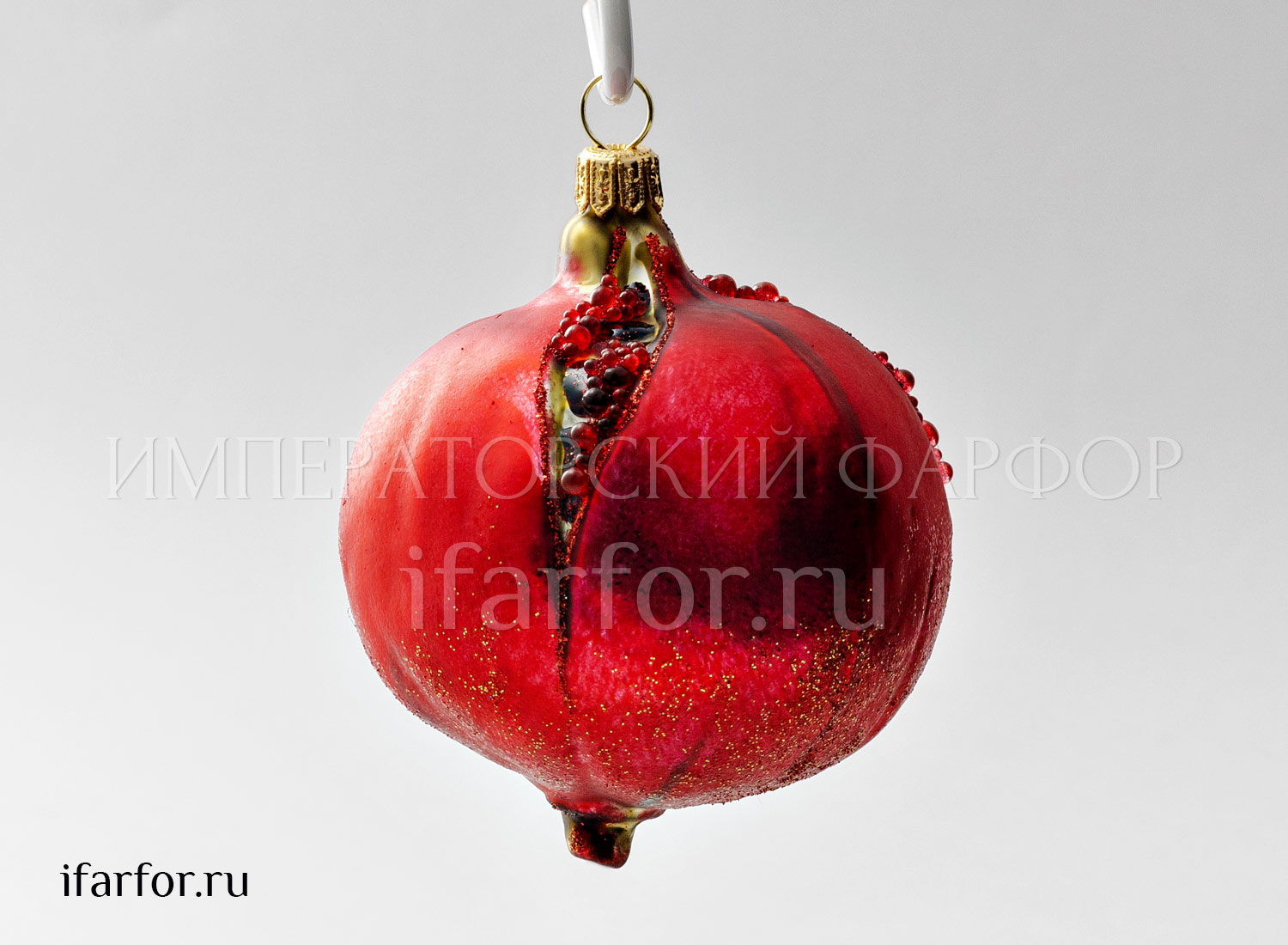 Елочная игрушка «Ягоды и фрукты. Гранат» Стекло. 80 x 105 мм.
