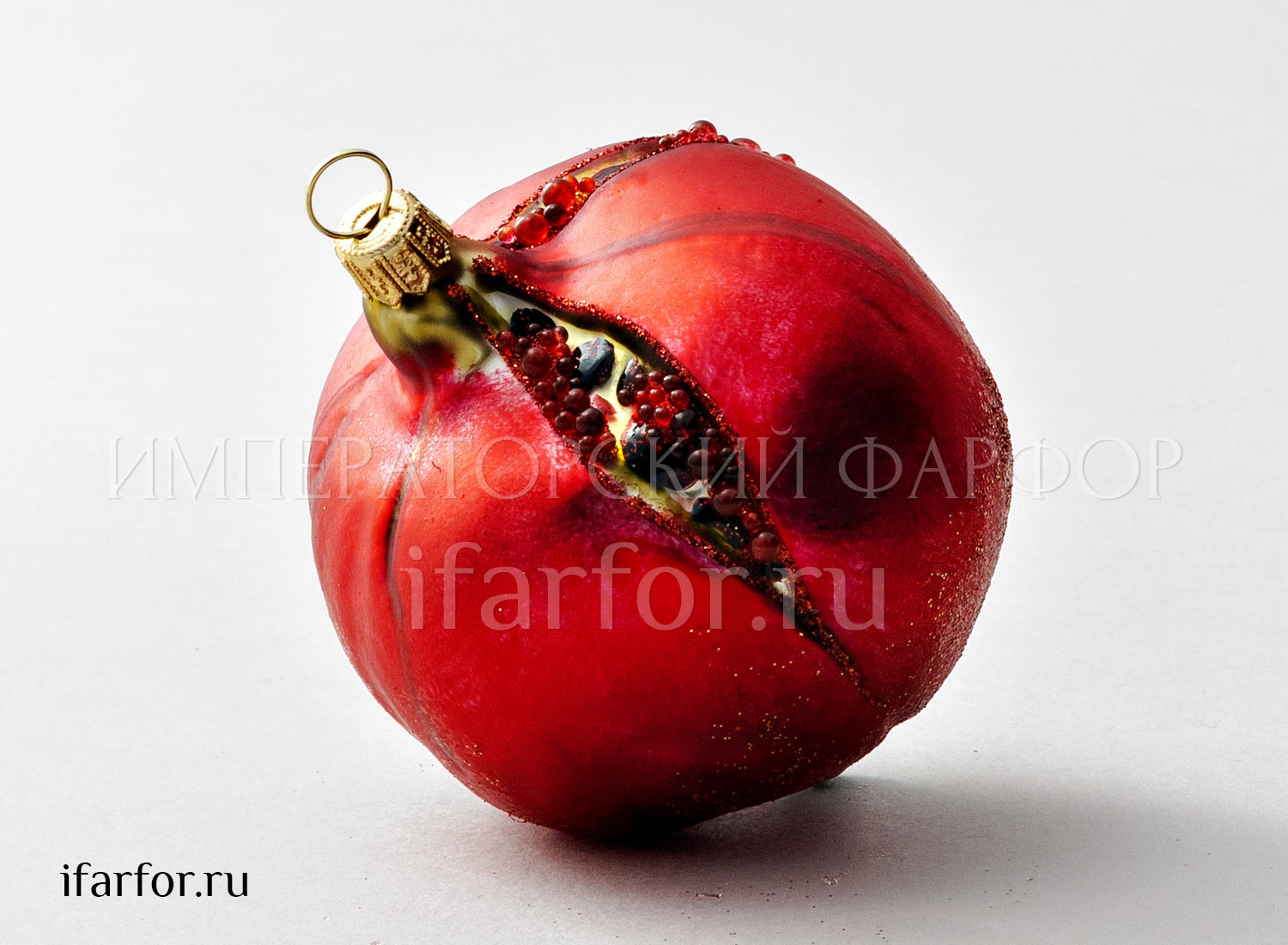 Елочная игрушка «Ягоды и фрукты. Гранат» Стекло. 80 x 105 мм.