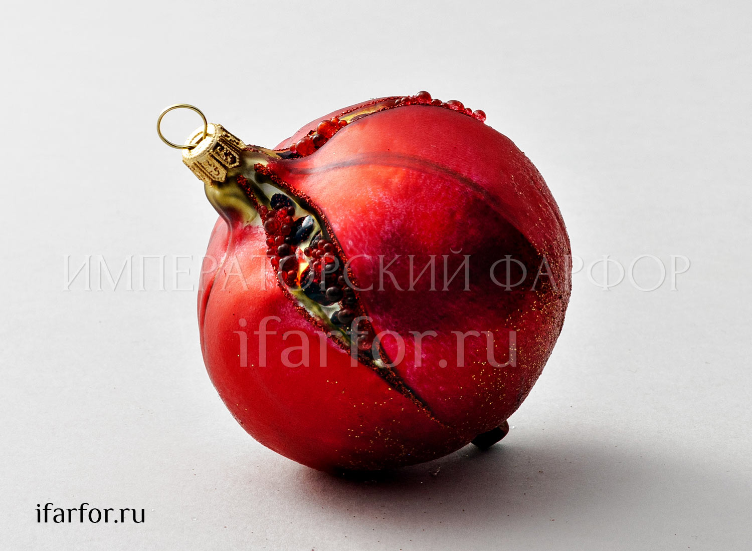 Елочная игрушка «Ягоды и фрукты. Гранат» Стекло. 80 x 105 мм.