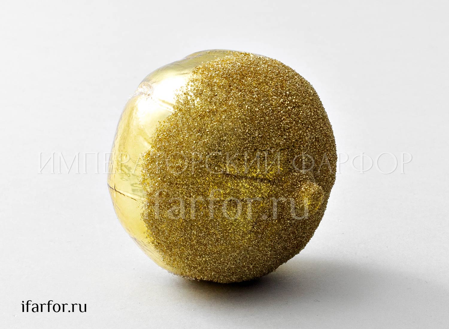 Елочная игрушка «Ягоды и фрукты. Гранат золотой» Стекло. 75 x 95 мм.