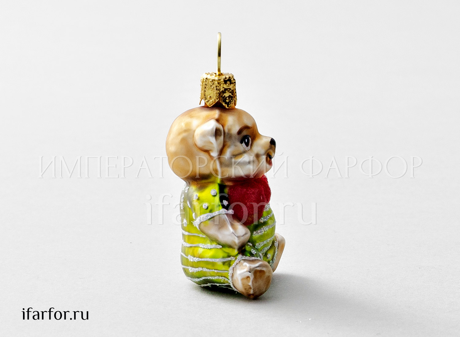 Елочная игрушка «Мишка Тедди» Стекло. 30 x 50 мм.