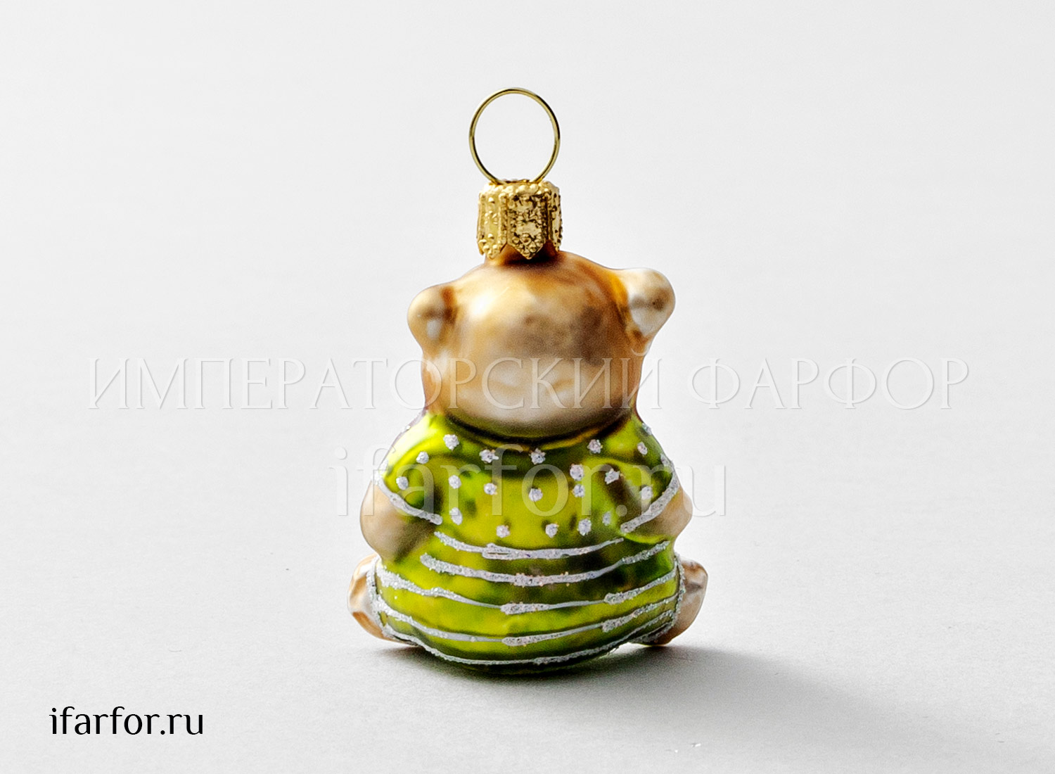 Елочная игрушка «Мишка Тедди» Стекло. 30 x 50 мм.