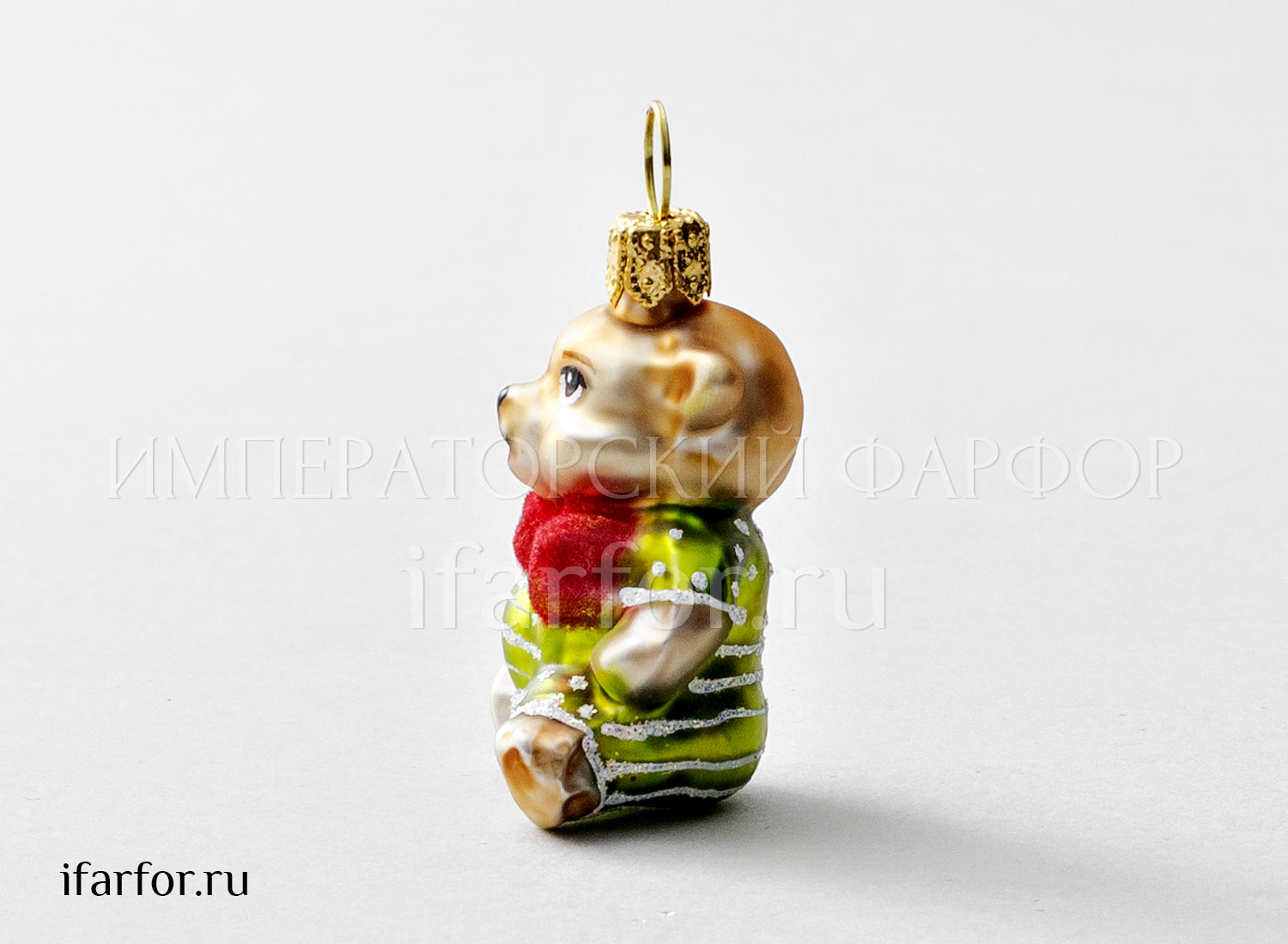 Елочная игрушка «Мишка Тедди» Стекло. 30 x 50 мм.